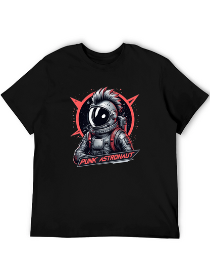 Camiseta Negra Punk Astronaut Diseño Gráfico