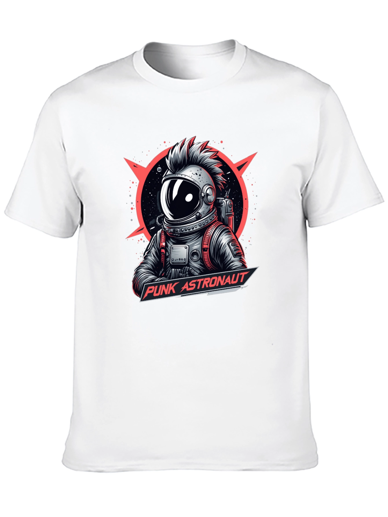 Camiseta Negra Punk Astronaut Diseño Gráfico