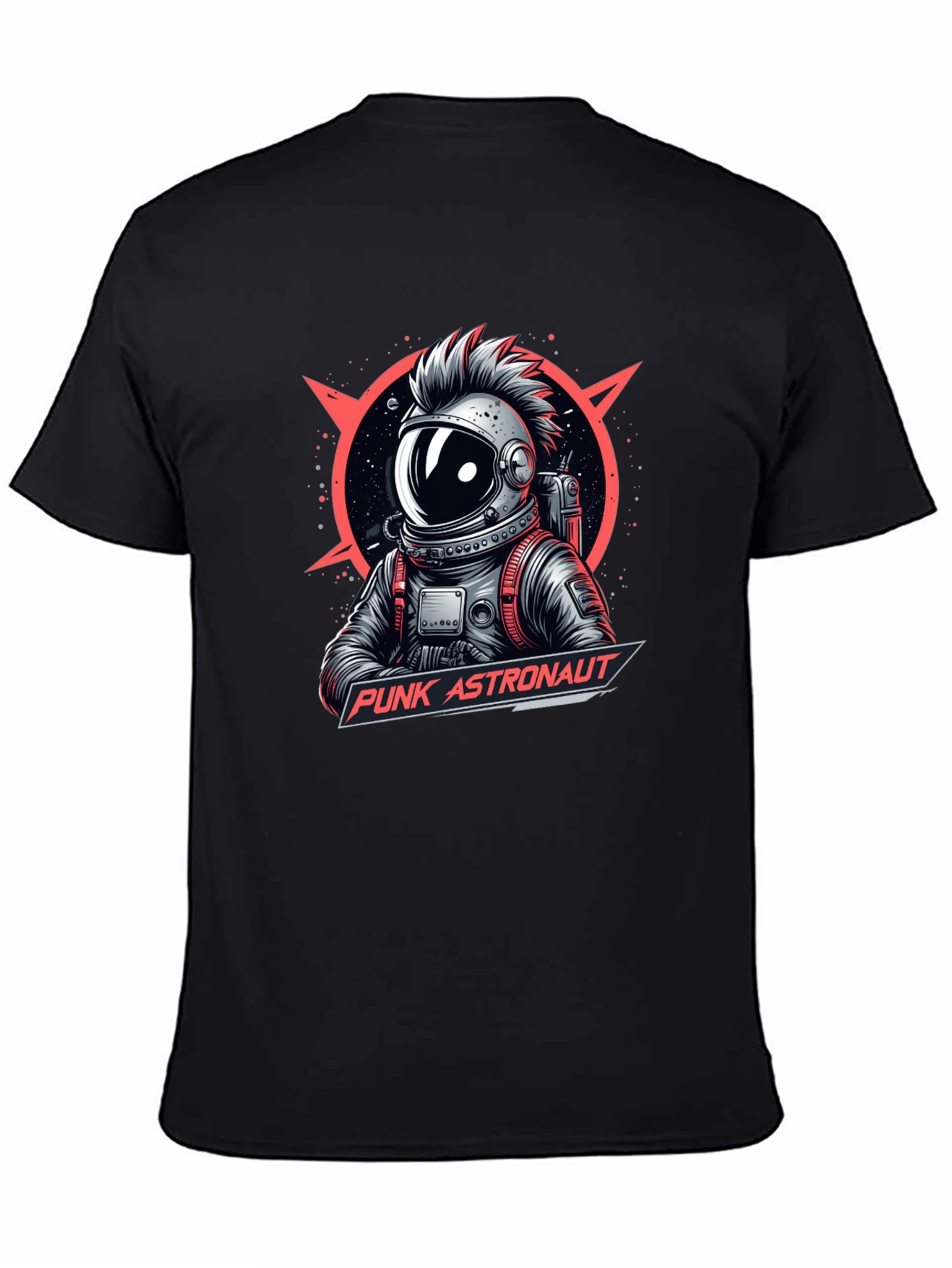 Camiseta Negra Punk Astronaut Diseño Gráfico