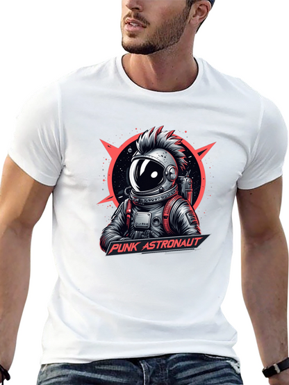 Camiseta Negra Punk Astronaut Diseño Gráfico