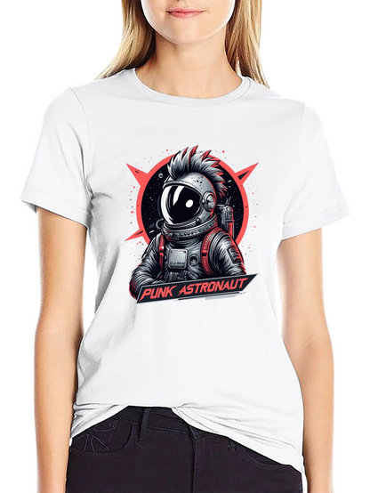 Camiseta Negra Punk Astronaut Diseño Gráfico