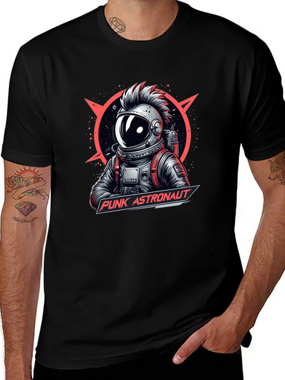 Camiseta Negra Punk Astronaut Diseño Gráfico