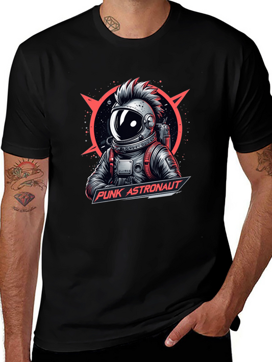 Camiseta Negra Punk Astronaut Diseño Gráfico