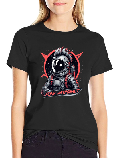 Camiseta Negra Punk Astronaut Diseño Gráfico