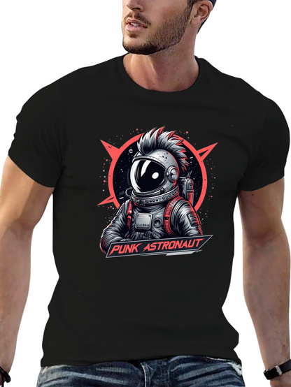 Camiseta Negra Punk Astronaut Diseño Gráfico