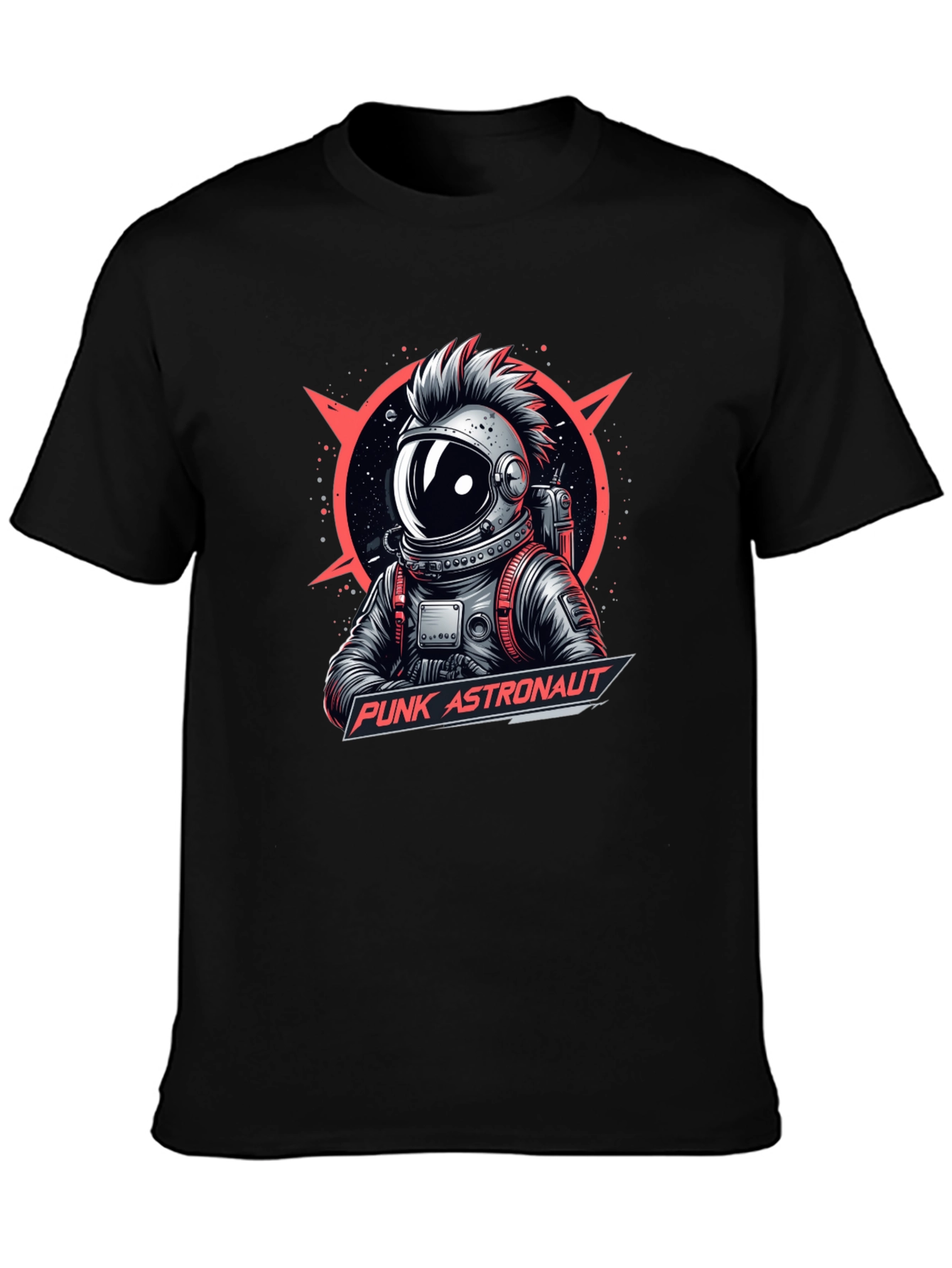 Camiseta Negra Punk Astronaut Diseño Gráfico