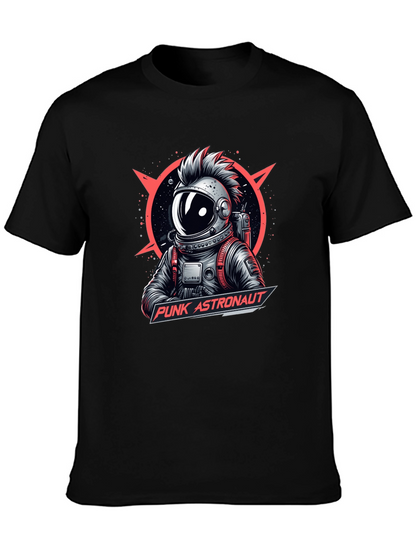Camiseta Negra Punk Astronaut Diseño Gráfico