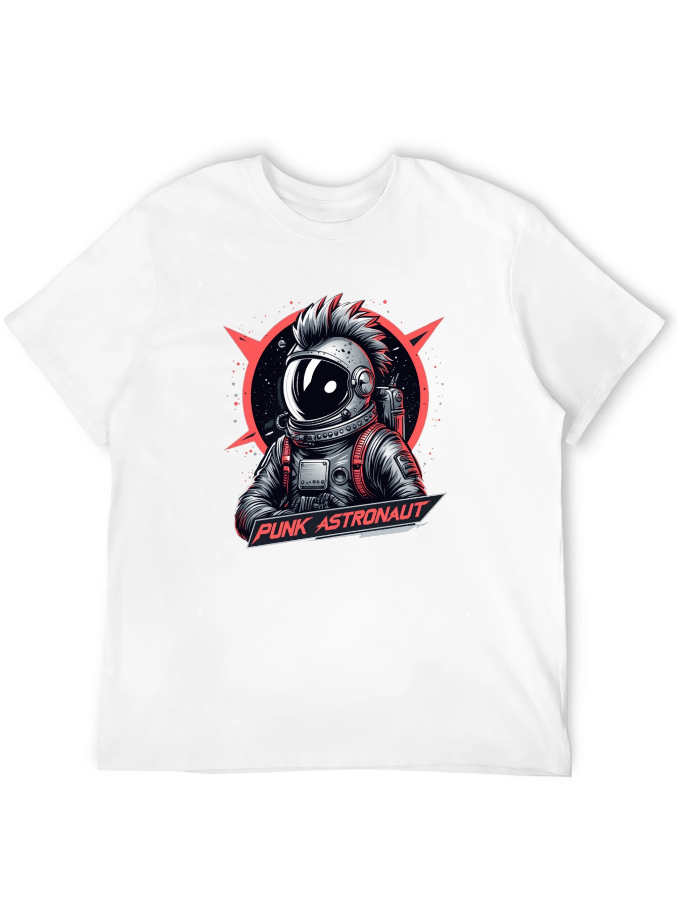 Camiseta Negra Punk Astronaut Diseño Gráfico