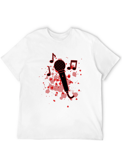 Camiseta Negra con Diseño de Micrófono Musical