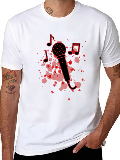 Camiseta Negra con Diseño de Micrófono Musical