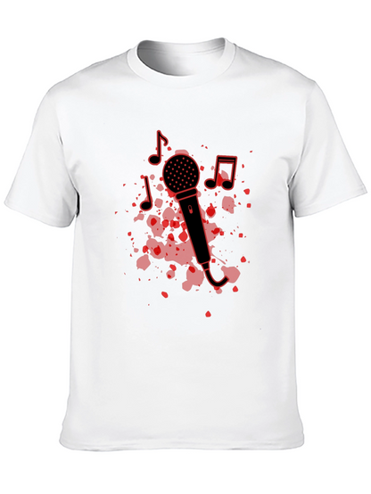 Camiseta Negra con Diseño de Micrófono Musical