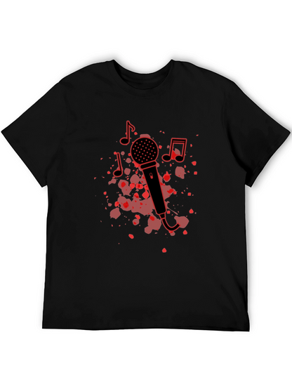 Camiseta Negra con Diseño de Micrófono Musical