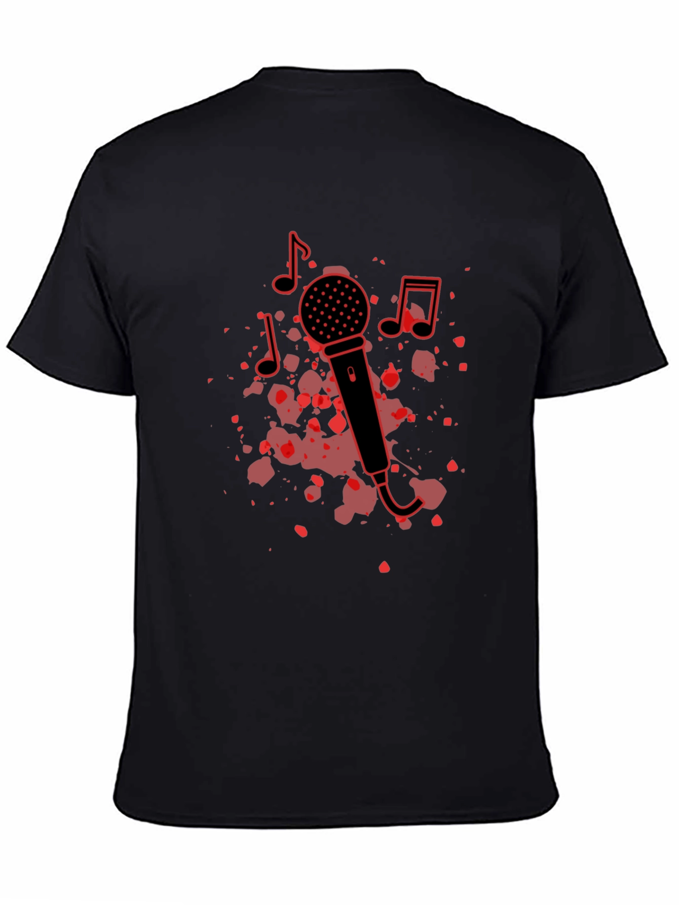 Camiseta Negra con Diseño de Micrófono Musical