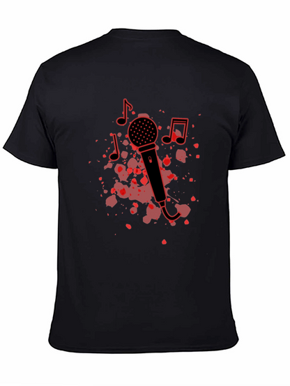 Camiseta Negra con Diseño de Micrófono Musical