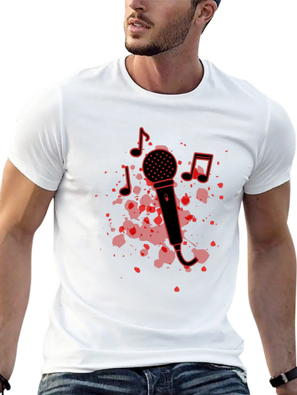 Camiseta Negra con Diseño de Micrófono Musical