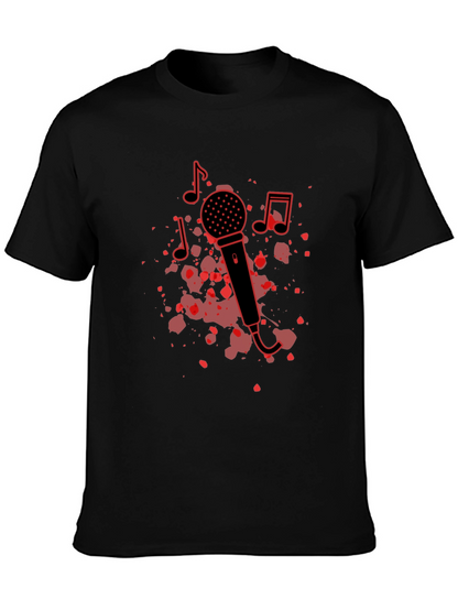 Camiseta Negra con Diseño de Micrófono Musical