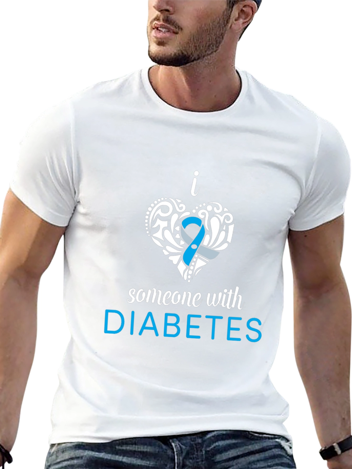 Camiseta Negra con Diseño Amo a Alguien con Diabetes