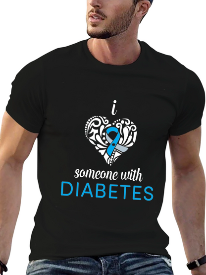 Camiseta Negra con Diseño Amo a Alguien con Diabetes