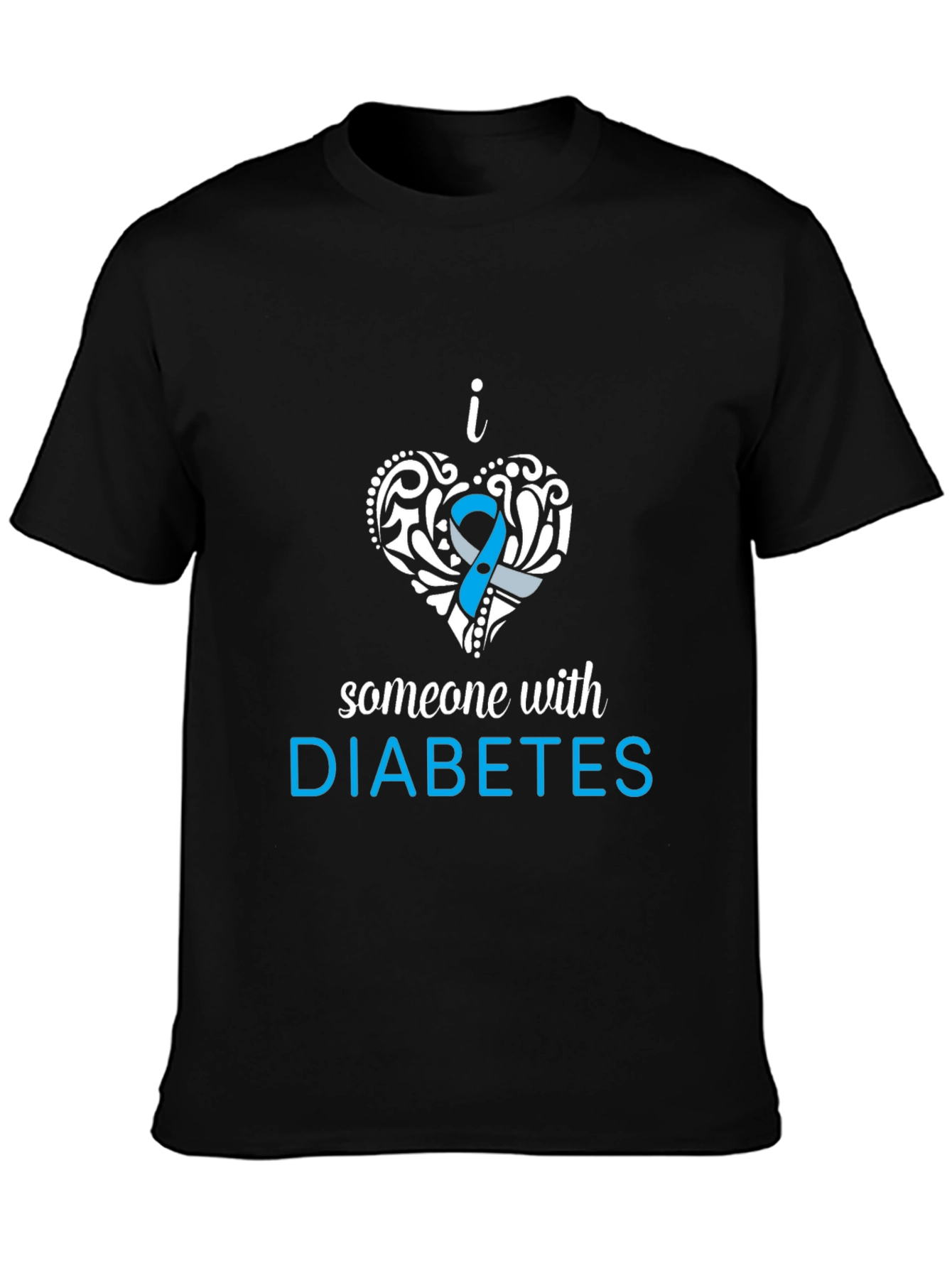 Camiseta Negra con Diseño Amo a Alguien con Diabetes