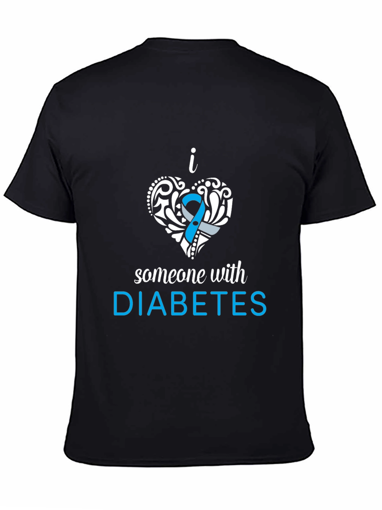 Camiseta Negra con Diseño Amo a Alguien con Diabetes