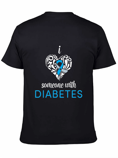 Camiseta Negra con Diseño Amo a Alguien con Diabetes