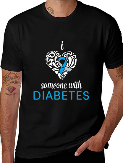 Camiseta Negra con Diseño Amo a Alguien con Diabetes