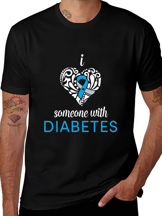 Camiseta Negra con Diseño Amo a Alguien con Diabetes