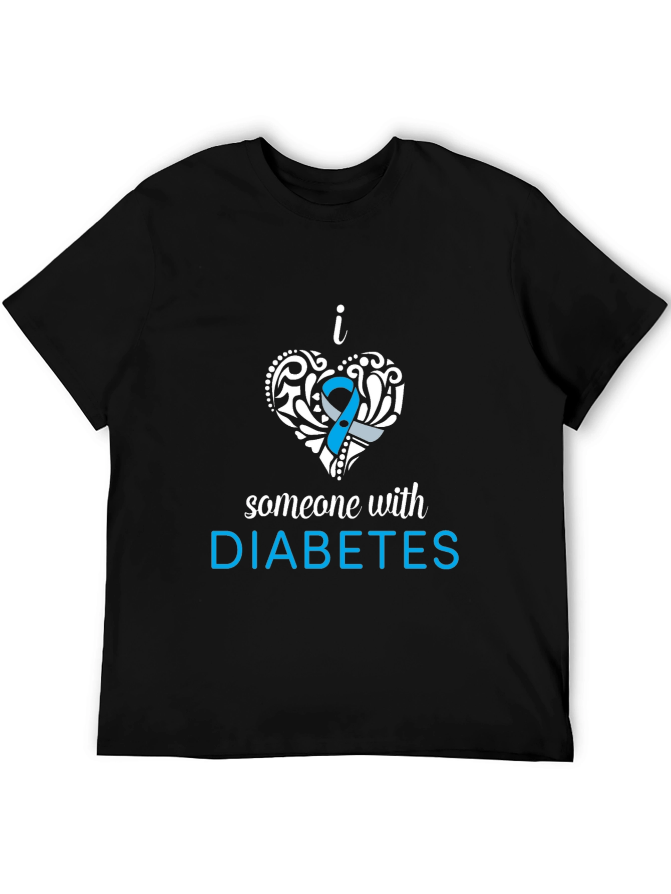 Camiseta Negra con Diseño Amo a Alguien con Diabetes