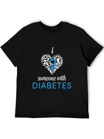 Camiseta Negra con Diseño Amo a Alguien con Diabetes
