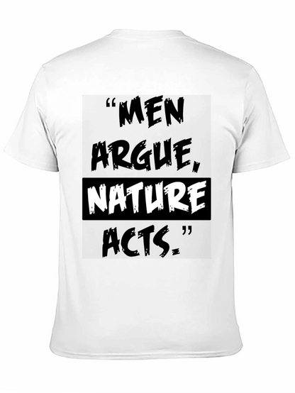 Camiseta Negra: Los Hombres Discuten la Naturaleza Actúa