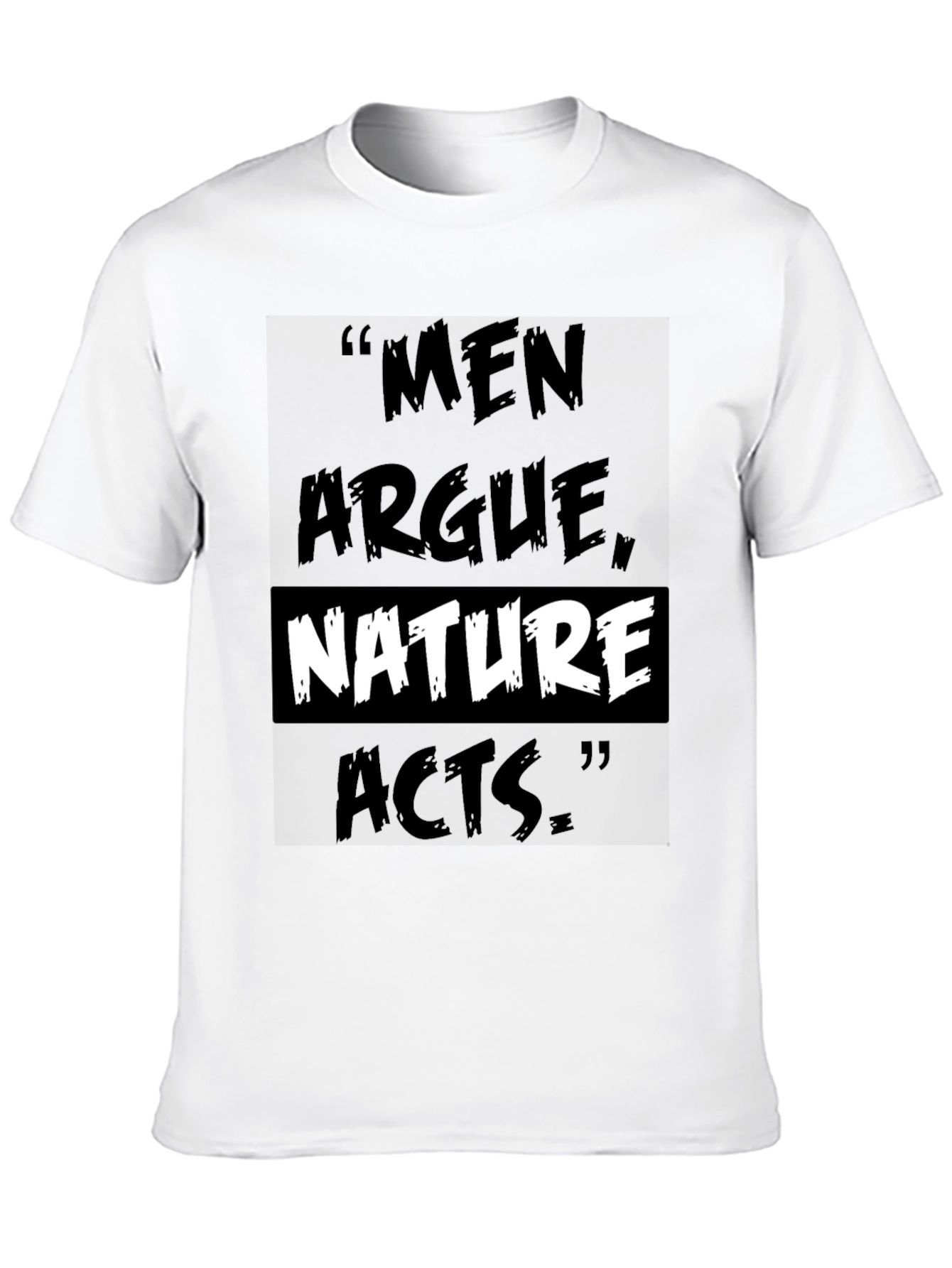 Camiseta Negra: Los Hombres Discuten la Naturaleza Actúa