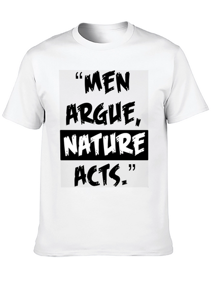 Camiseta Negra: Los Hombres Discuten la Naturaleza Actúa
