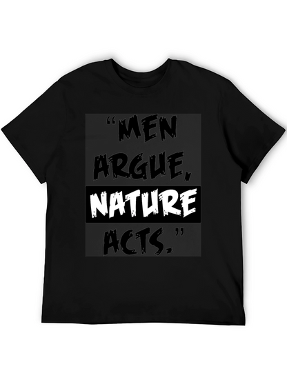 Camiseta Negra: Los Hombres Discuten la Naturaleza Actúa