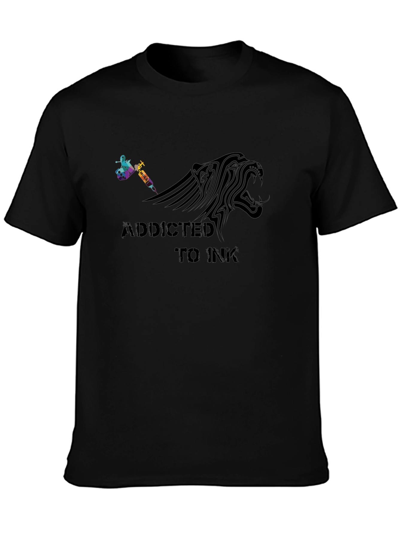 Camiseta Negra Addicted to Ink Diseño de Tatuaje