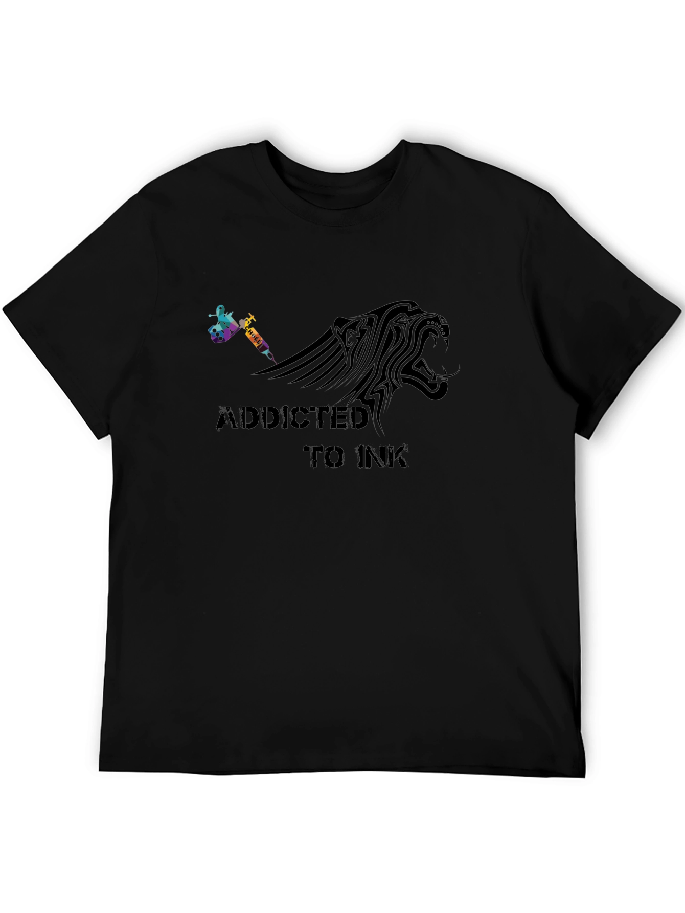 Camiseta Negra Addicted to Ink Diseño de Tatuaje