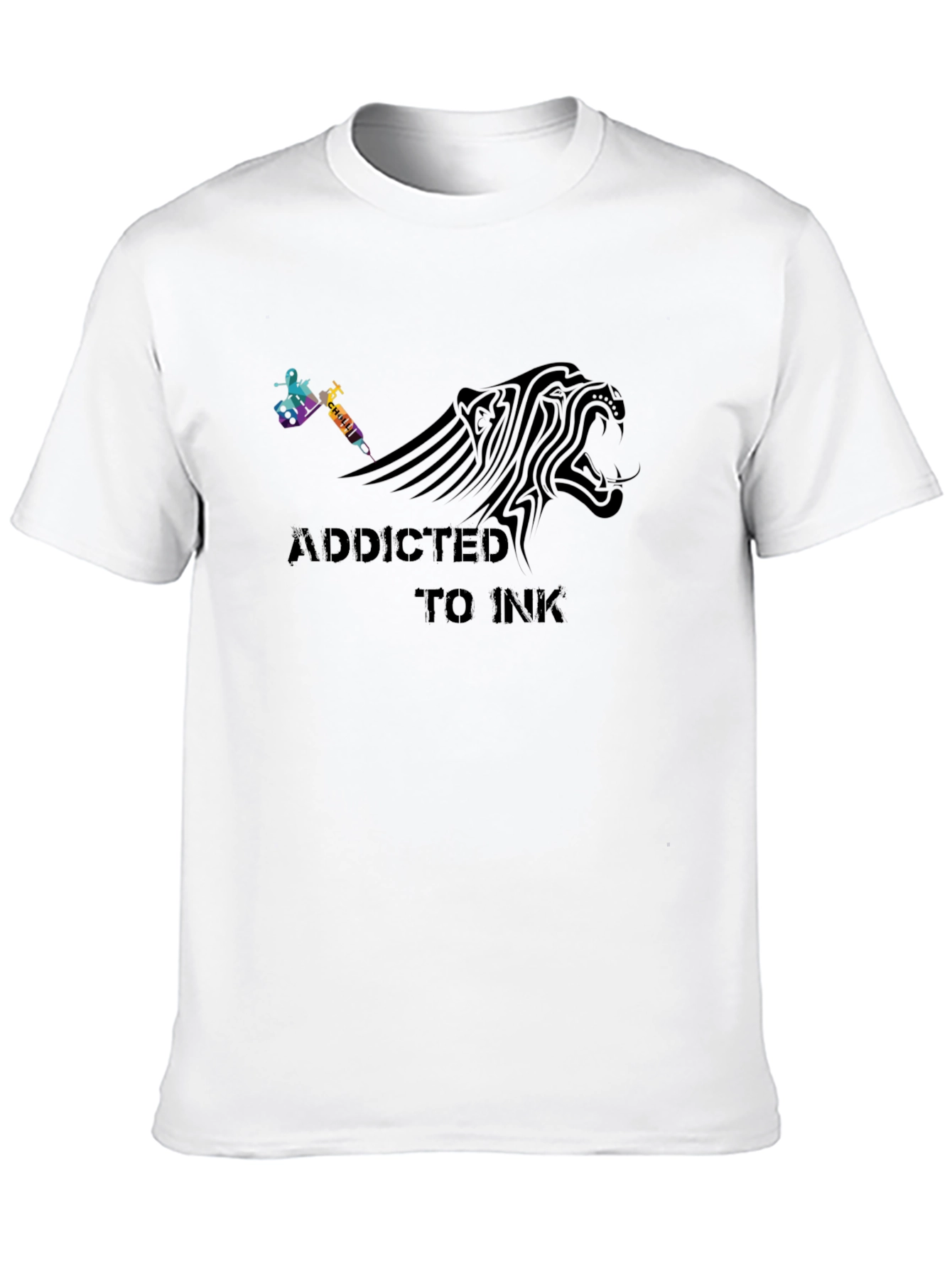 Camiseta Negra Addicted to Ink Diseño de Tatuaje