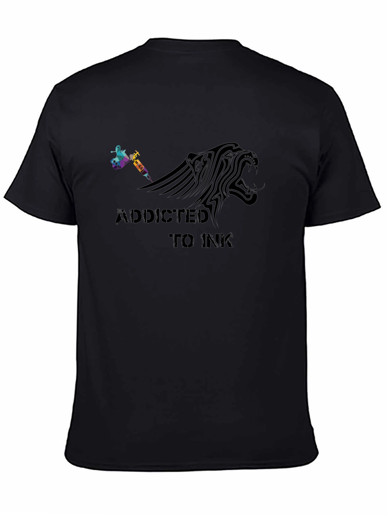 Camiseta Negra Addicted to Ink Diseño de Tatuaje