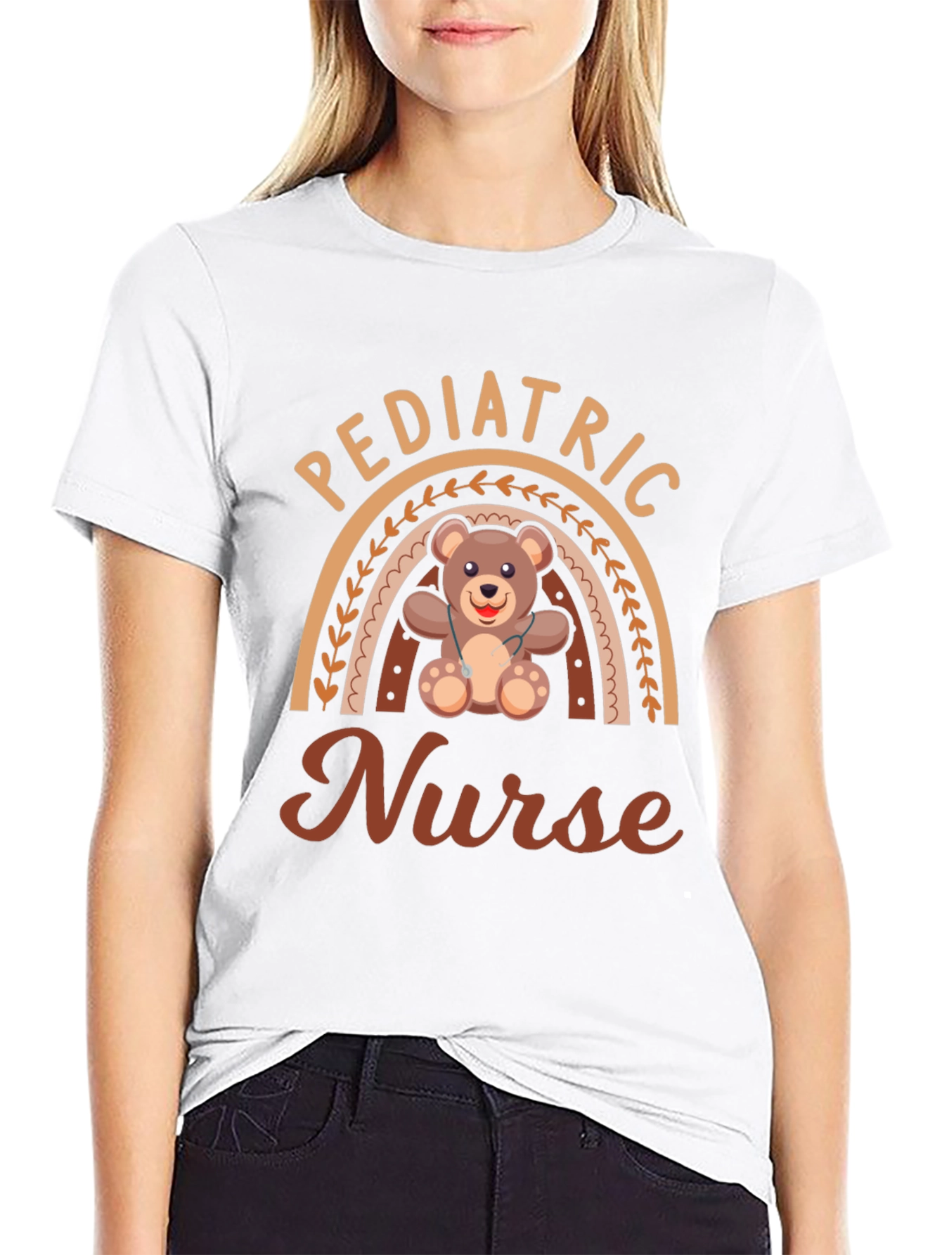 Camiseta enfermera pediátrica con diseño de osito
