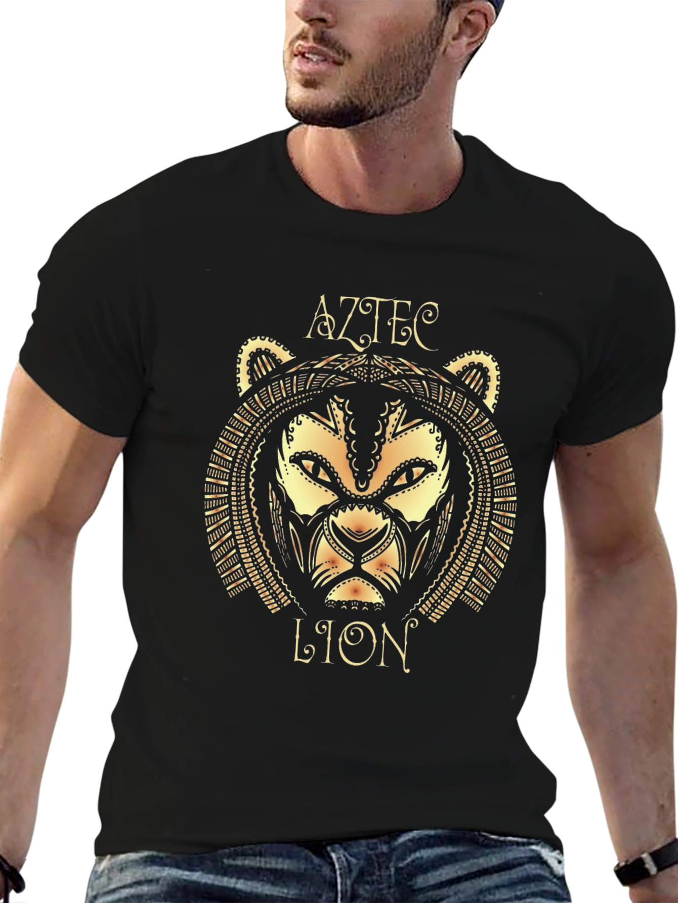 Camiseta Hombre Diseño León Azteca