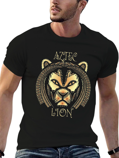 Camiseta Hombre Diseño León Azteca