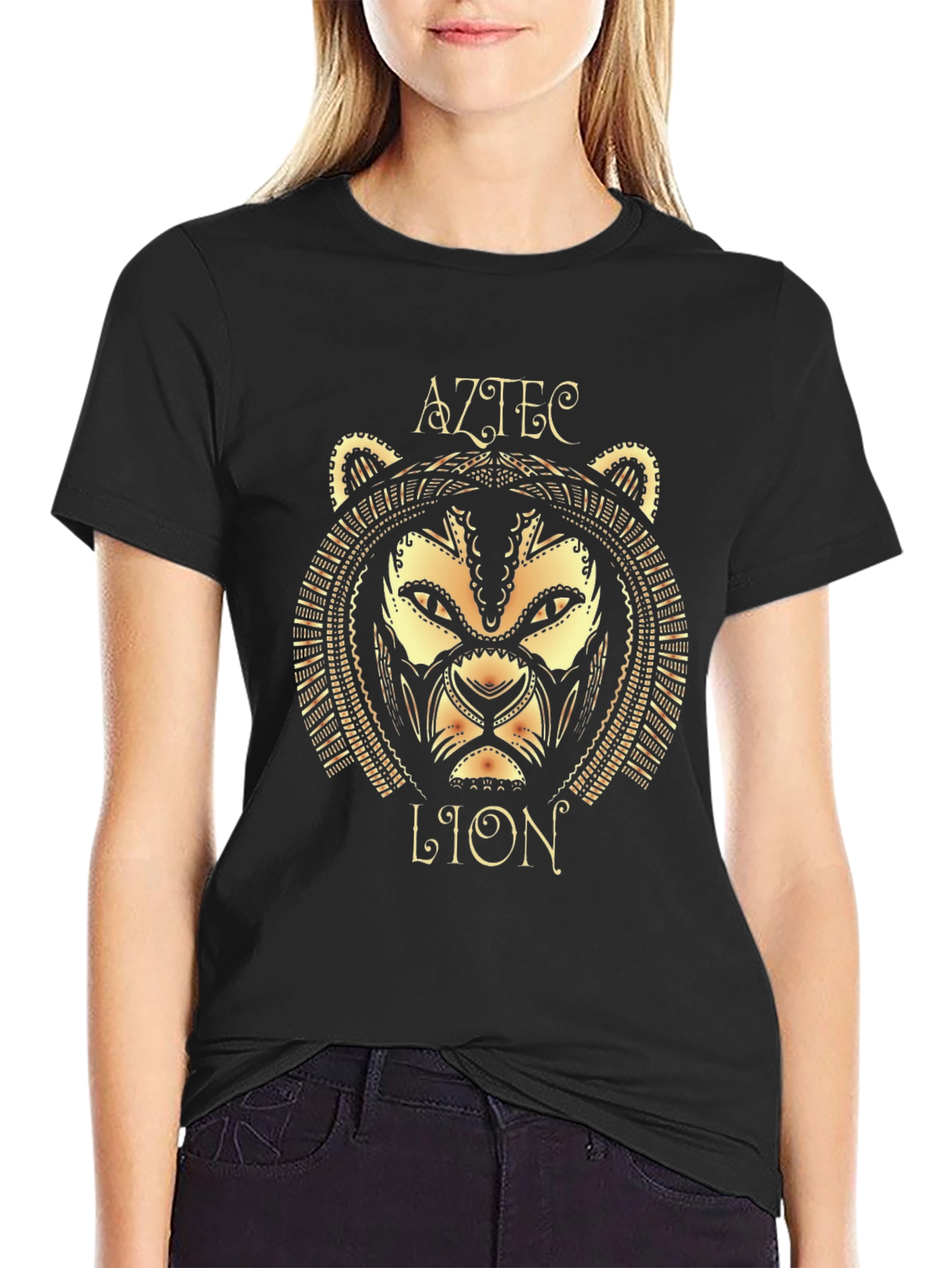 Camiseta Hombre Diseño León Azteca