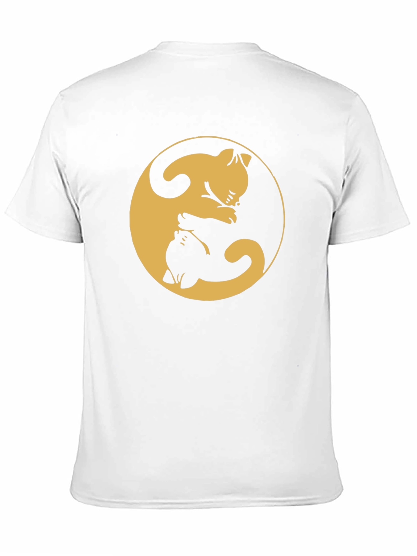 Camiseta Yin Yang Gatos Negro y Dorado