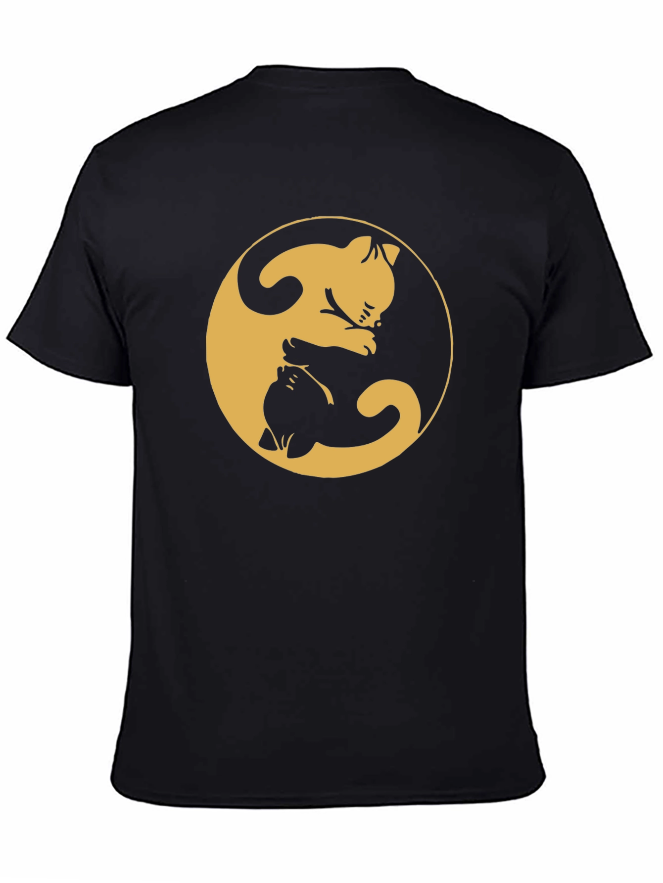 Camiseta Yin Yang Gatos Negro y Dorado