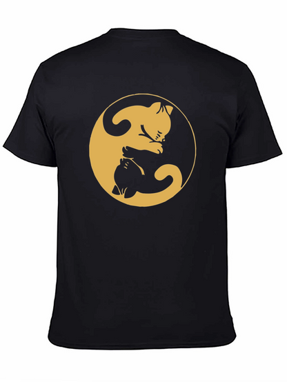 Camiseta Yin Yang Gatos Negro y Dorado