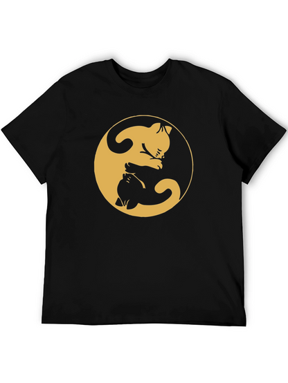 Camiseta Yin Yang Gatos Negro y Dorado