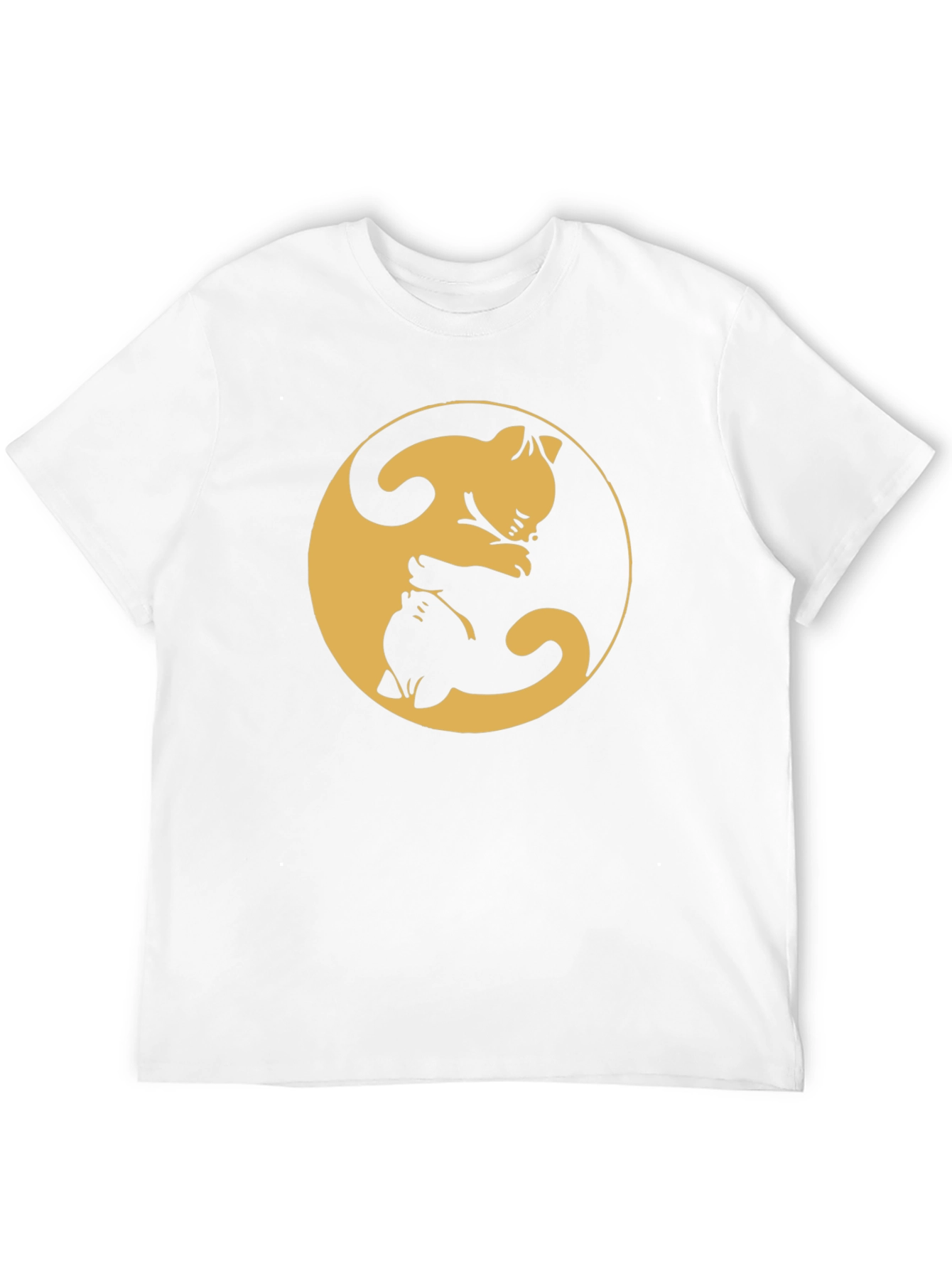 Camiseta Yin Yang Gatos Negro y Dorado