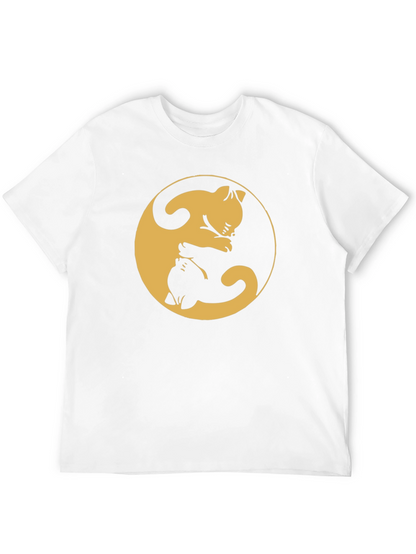Camiseta Yin Yang Gatos Negro y Dorado