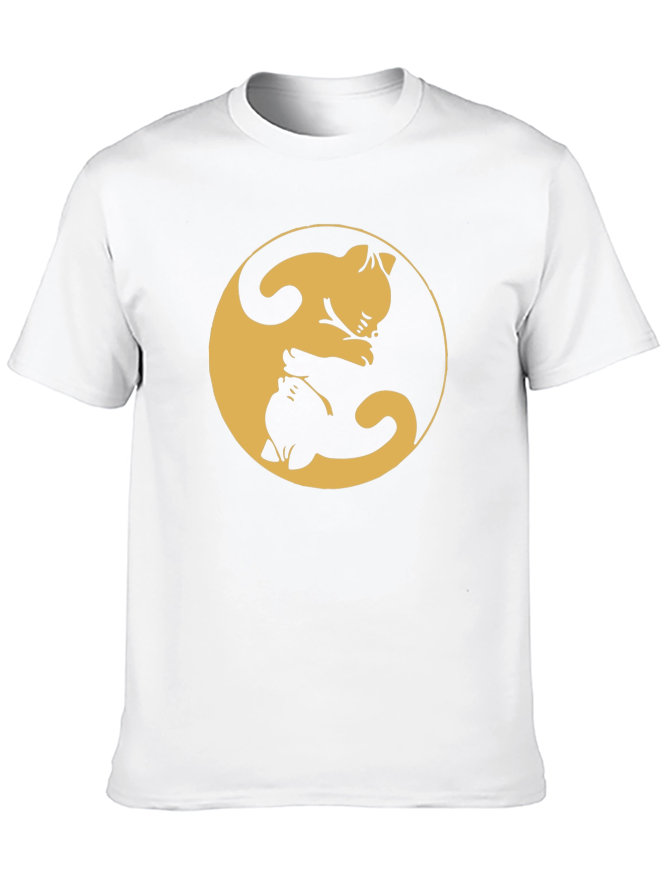 Camiseta Yin Yang Gatos Negro y Dorado