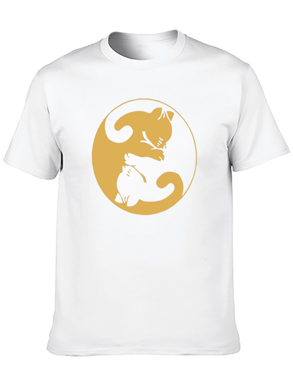 Camiseta Yin Yang Gatos Negro y Dorado