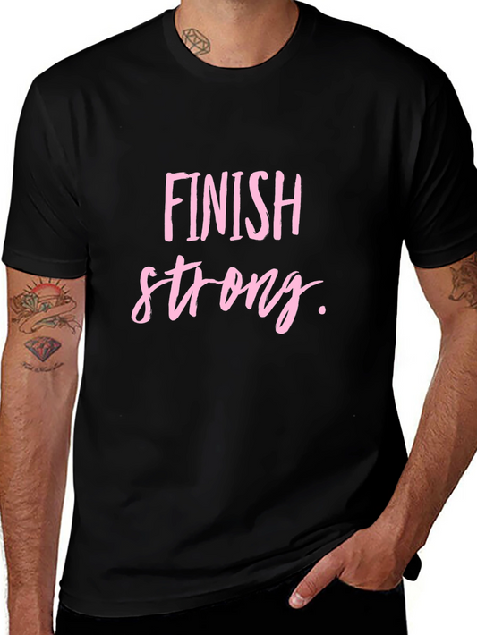 Camiseta Negra Finish Strong Motivacional
